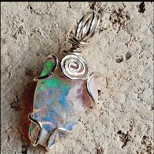 Australian Opal Lightning Ridge Pendant Sterling Silver Double Sided